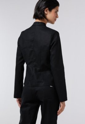 Blazer Linho Traymon Cropped Preto