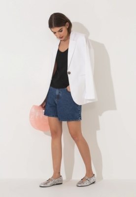 Blazer Linho Traymon Meio Forro Branco