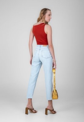 Calça Jeans Traymon Mom 5 Bolsos Delavê