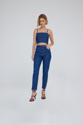 Top Jeans Traymon Decote Reto Azul