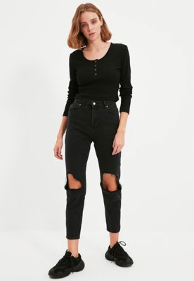 Trendyol Collection Jeans - Black - Mom - Trendyol