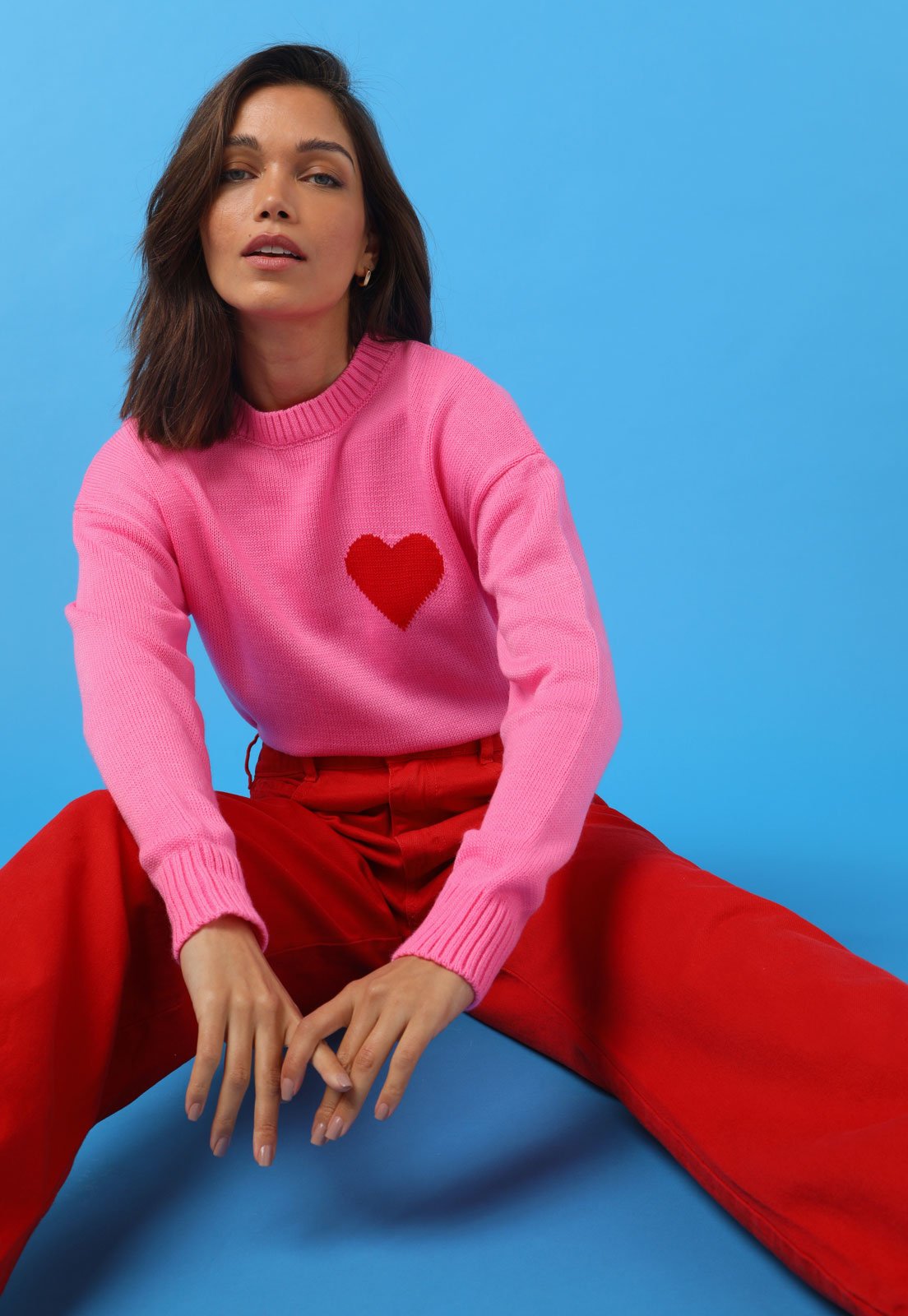 Suéter Tricot Trendyol Collection Coração Rosa - Faz a Boa!