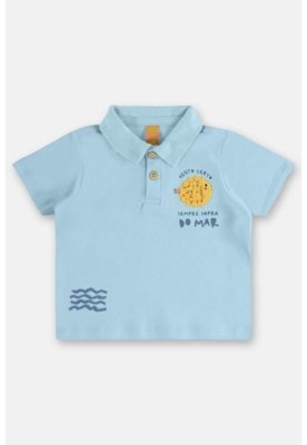 Conjunto Bebê com Polo e Short Três e Já Azul