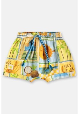 Conjunto Bebê com Polo e Short Três e Já Azul
