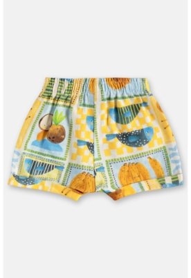 Conjunto Bebê com Polo e Short Três e Já Azul