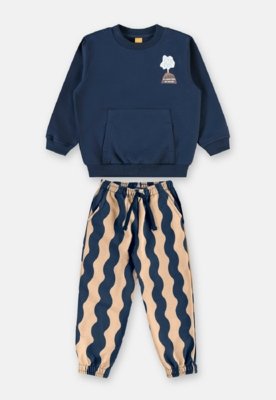 Conjunto Blusão Calça Explosão Três e Já Azul