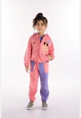 Conjunto Estrela Infantil Feminino com Jaqueta e Calça Três e Já Rosa