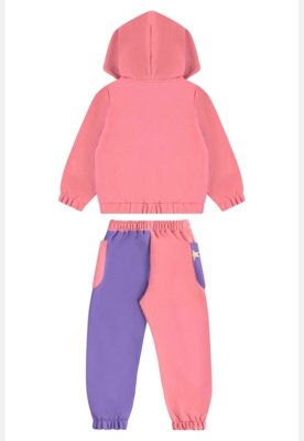 Conjunto Estrela Infantil Feminino com Jaqueta e Calça Três e Já Rosa