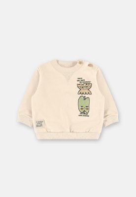 Conjunto Humor Bebê Blusão Calça Três e Já Bege