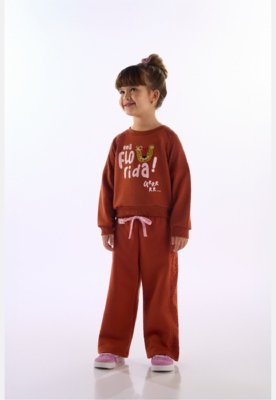 Conjunto Infantil Blusão e Calça Três e Já Marrom