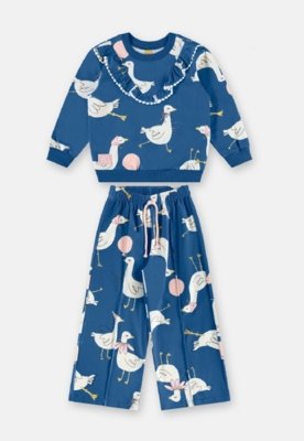 Conjunto Infantil Duquesa Três e Já Azul