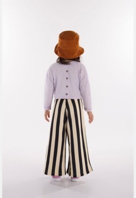 Conjunto Infantil Feminino com Cropped e Calça Safari Encantado Três e Já Roxo