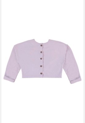 Conjunto Infantil Feminino com Cropped e Calça Safari Encantado Três e Já Roxo