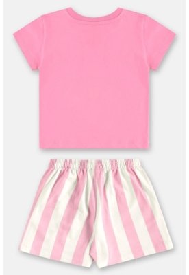 Conjunto Menina com Blusa e Short Três e Já Rosa