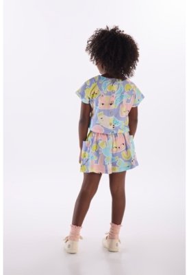 Conjunto Menina com Blusa e Short Três e Já Roxo