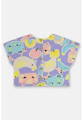 Conjunto Menina com Blusa e Short Três e Já Roxo