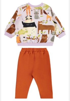 Conjunto Safari Encantado para Bebê Menina com Blusão e Calça Três e Já Roxo