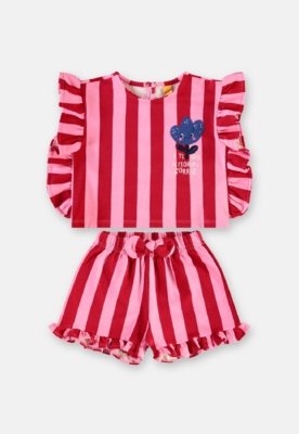 Conjunto Tulipa Bata Short Três e Já Rosa