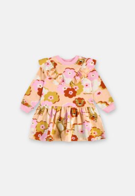 Vestido Infantil Onça Molecotton Três e Já Rosa