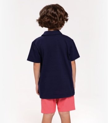 Bermuda Infantil Menino Em Linho Trick Nick Rosa