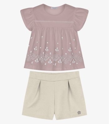 Conjunto Infantil Bata Com Short Trick Nick Rosa