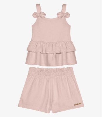 Conjunto Infantil Bata Com Shorts Trick Nick Rosa