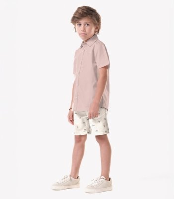 Conjunto Infantil Camisa Com Bermuda Trick Nick Rosa