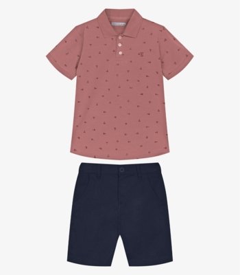 Conjunto Infantil Polo Com Bermuda Trick Nick Rosa