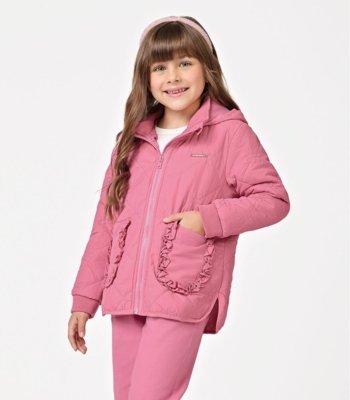 Jaqueta Puffer com Capuz Trick Nick Rosa