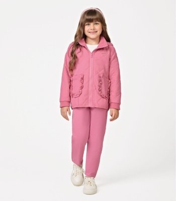 Jaqueta Puffer com Capuz Trick Nick Rosa