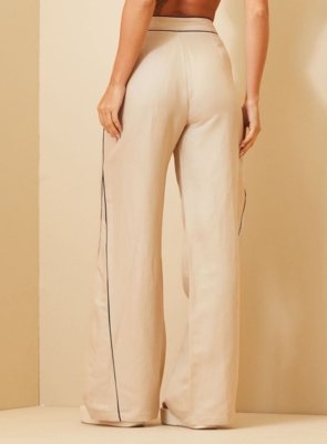 Calça Linho Triton Bege/Azul
