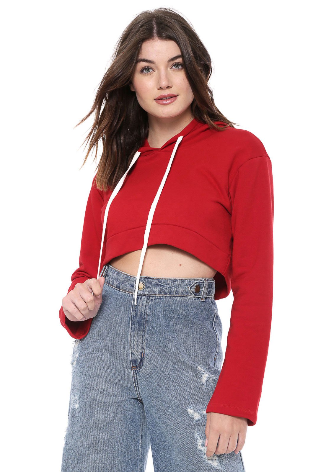 moletom cropped vermelho