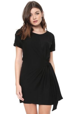 Vestido Triton Curto Amarração Preto Menor preço em Vestido Triton Curto Amarração Preto