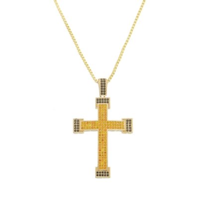 Gargantilha Cruz Com Zircônias e Corrente Veneziana Tudo Joias Folheada a Ouro 18k Dourada Menor preço em Gargantilha Cruz Com Zircônias e Corrente Veneziana Tudo Joias Folheada a Ouro 18k Dourada