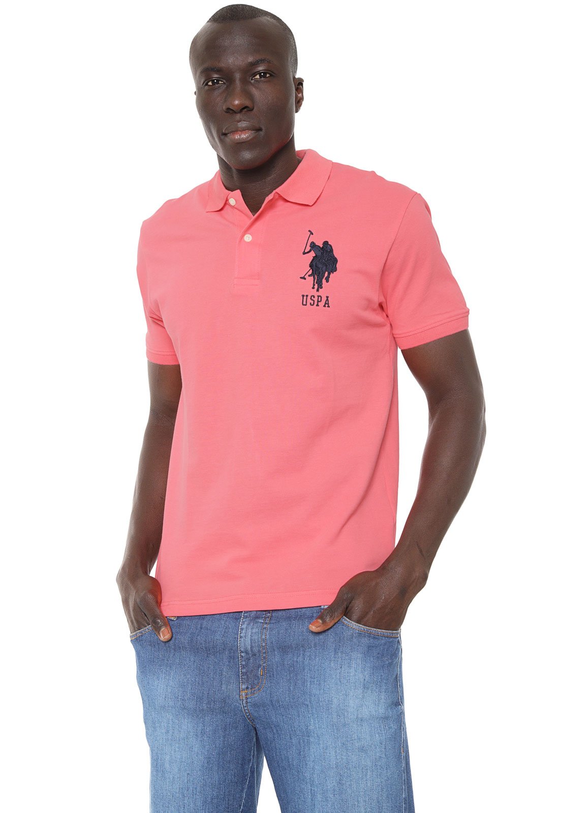 Camisa Polo U.S. Polo Reta Bordada Rosa - Compre Agora