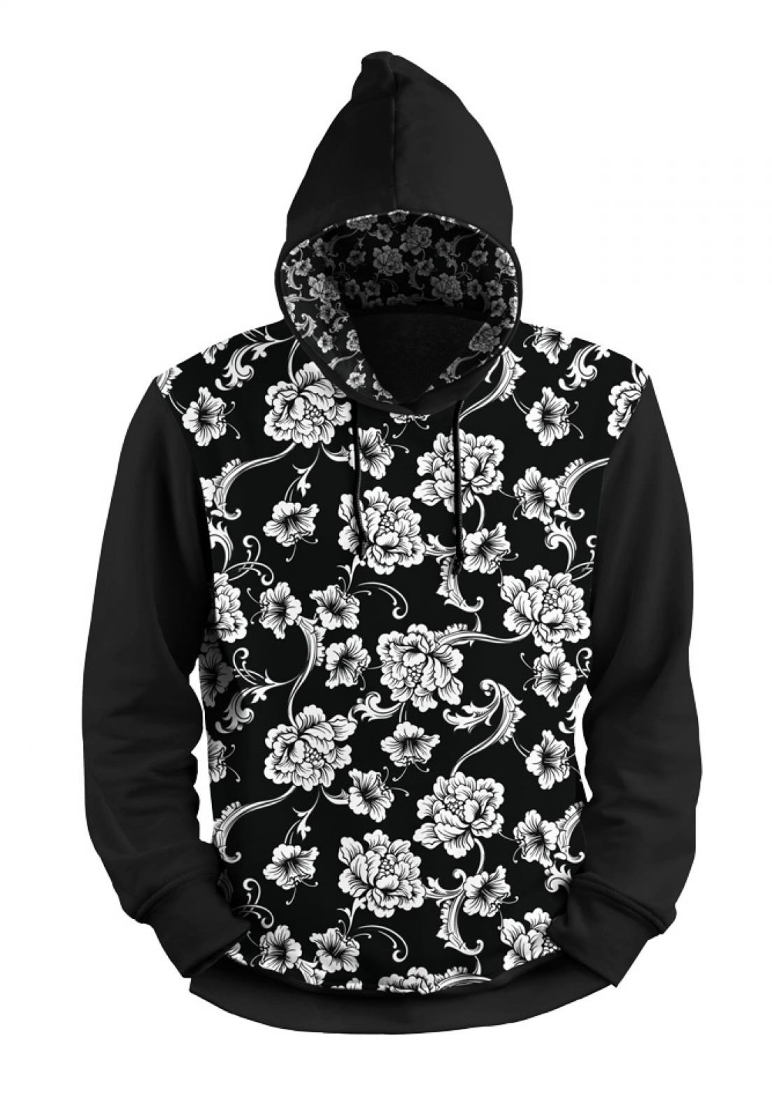 flower sleeve moletom com capuz
