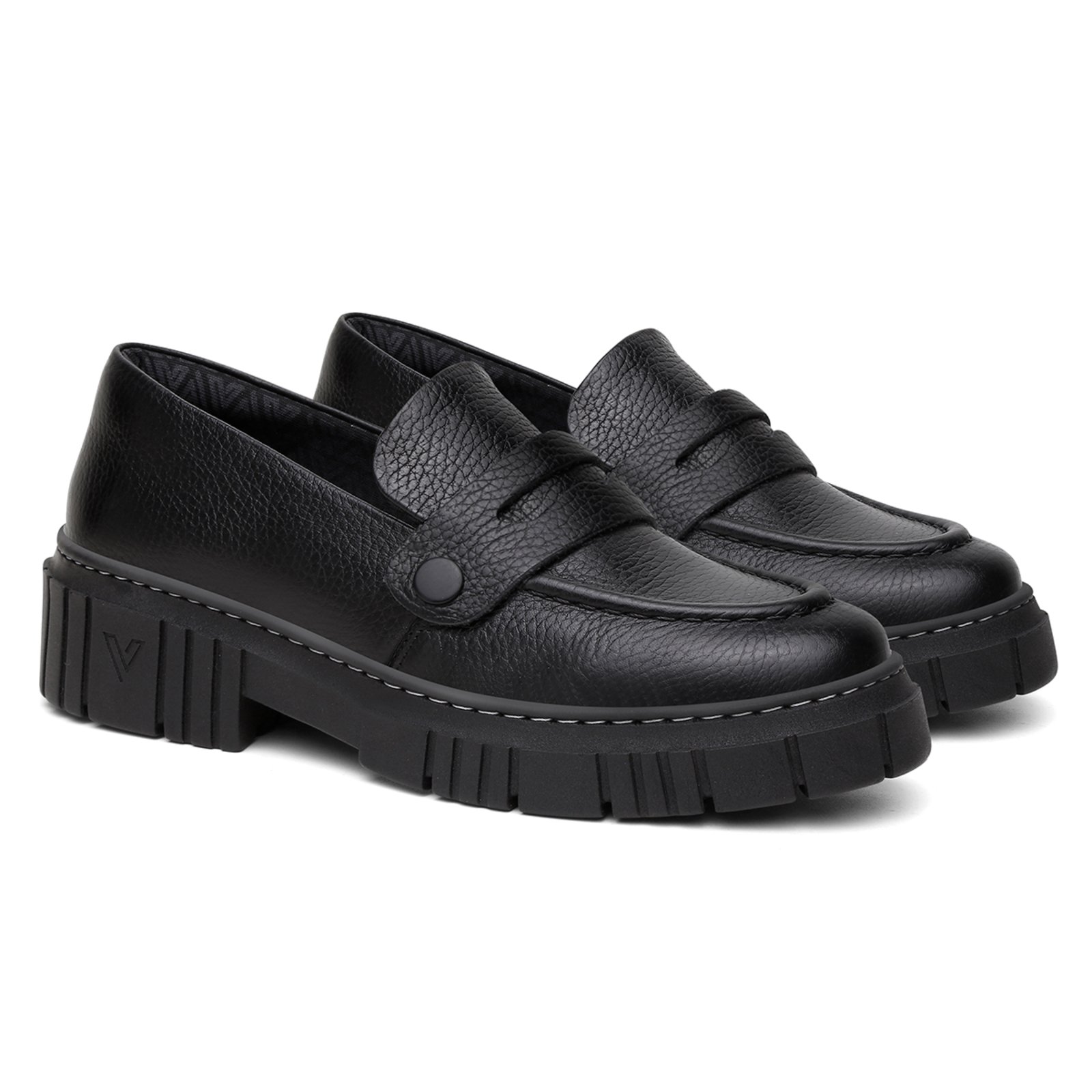 Mocassim feminino store preto com fivela