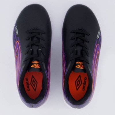 Chuteira Umbro Football Futsal Juvenil Preta e Roxa