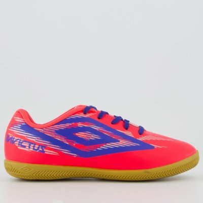 Chuteira Umbro Invictus Futsal Juvenil Rosa e Azul