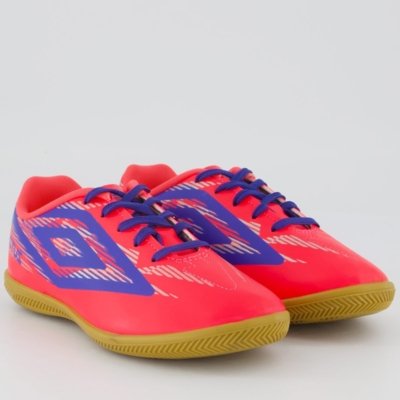 Chuteira Umbro Invictus Futsal Juvenil Rosa e Azul