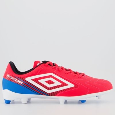 Chuteira Umbro Master Class Club Campo Rosa e Azul