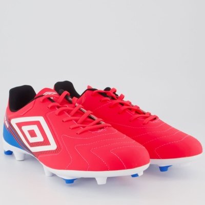 Chuteira Umbro Master Class Club Campo Rosa e Azul