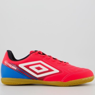 Chuteira Umbro Master Class Club Futsal Rosa e Azul