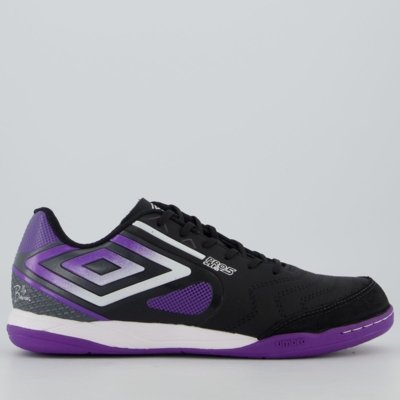 Chuteira Umbro Pro 5 Bump Club Futsal Preta e Roxa