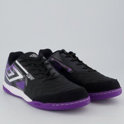 Chuteira Umbro Pro 5 Bump Club Futsal Preta e Roxa