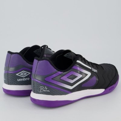 Chuteira Umbro Pro 5 Bump Club Futsal Preta e Roxa
