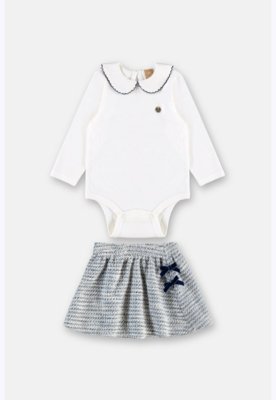 Conjunto Bebê Body Saia Tweed Up Baby Rosa