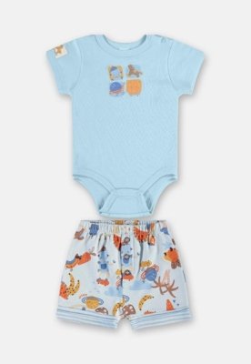 Conjunto Body e Short para Bebê Up Baby Azul