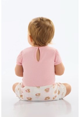 Conjunto Body e Short para Bebê Up Baby Rosa
