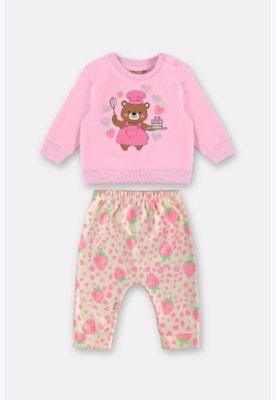 Conjunto Molecotton Calça Peluciada Up Baby Rosa